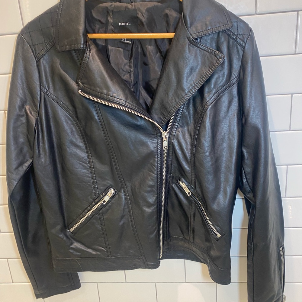 Black faux leather Forever 21 Jacket